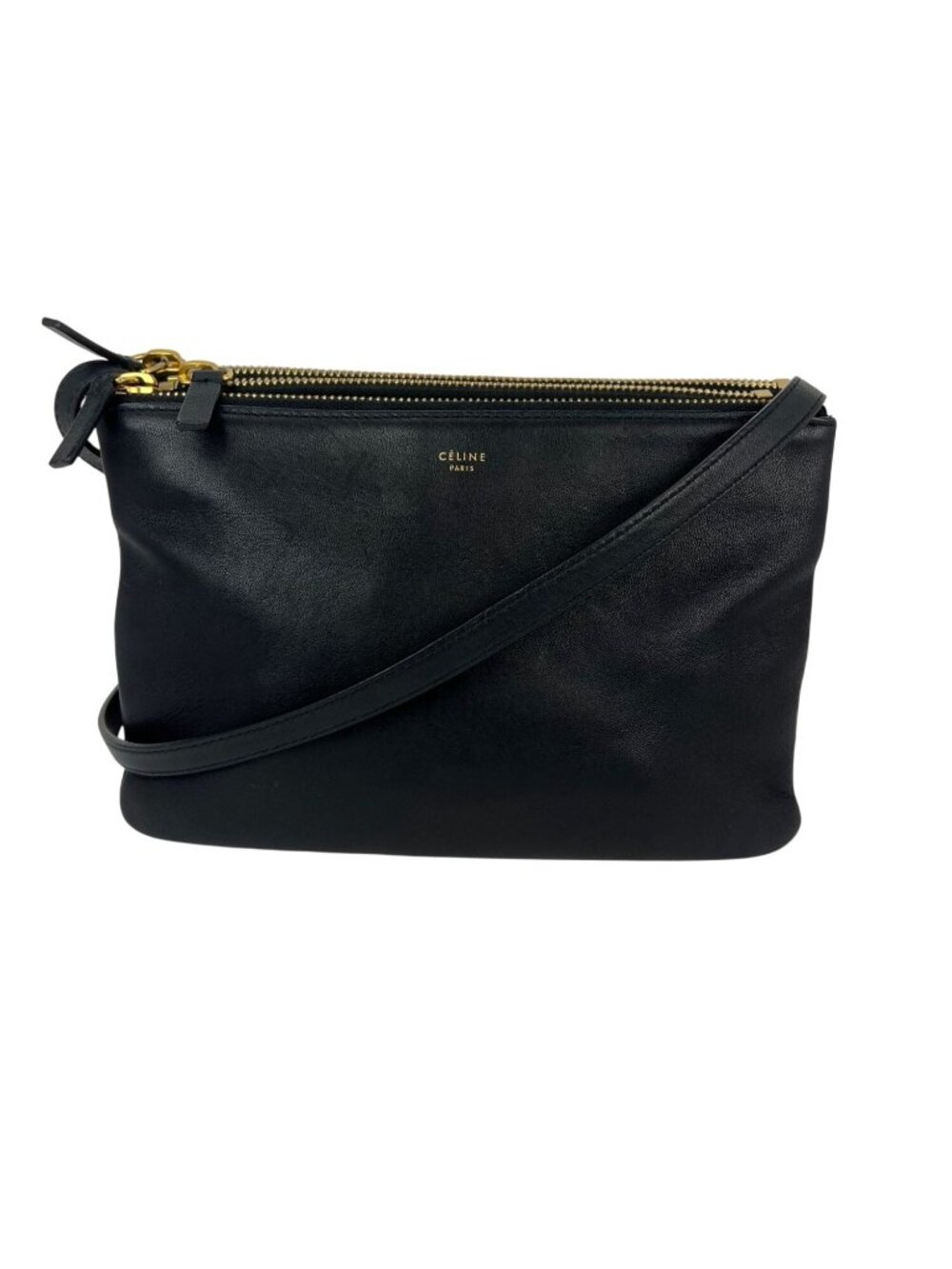 Celine Smooth Lambskin Small Trio Crossbody Black Bag